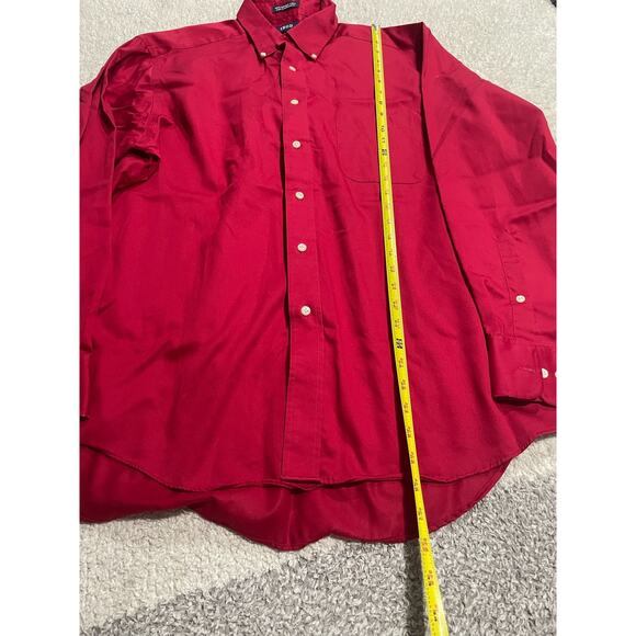 IZOD Mens XL Easy Care Twill Wrinkle Free Button Down Long Sleeve Shirt Red - Picture 3 of 7